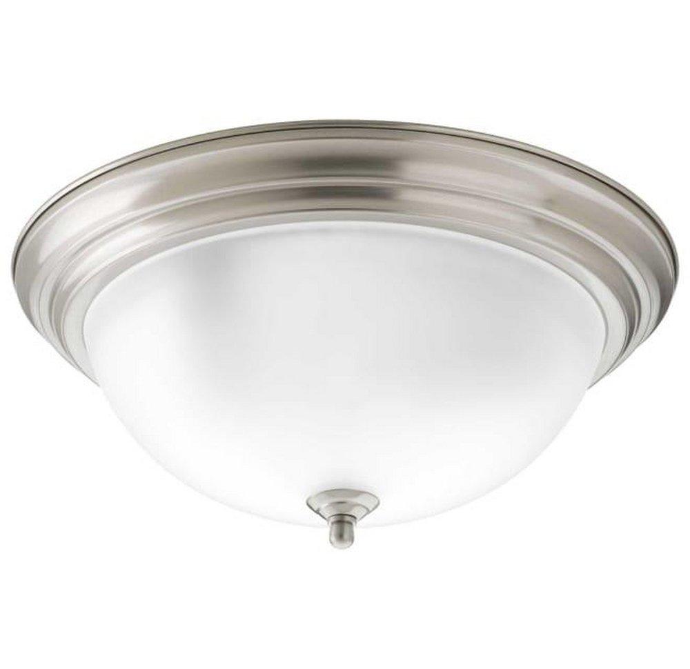 Progress Lighting Dome Glass CTC 15-1/4 x 6-5/8 in. 60 W 3-Light Medium Flush Mount Ceiling Fixture with Etched Glass in Brushed Nickel
