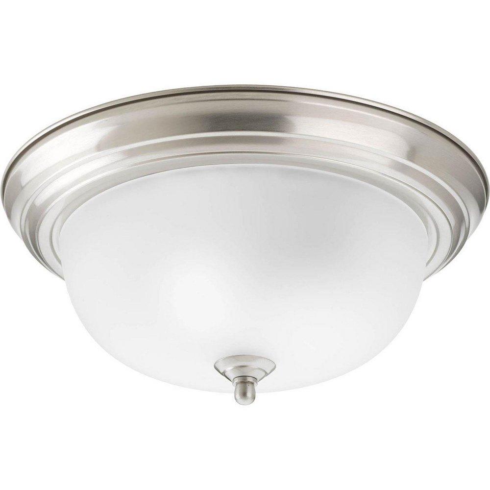 Progress Lighting Dome Glass CTC 75 W 2- Light Medium Flush Mount Ceiling Fixture in Brushed Nickel