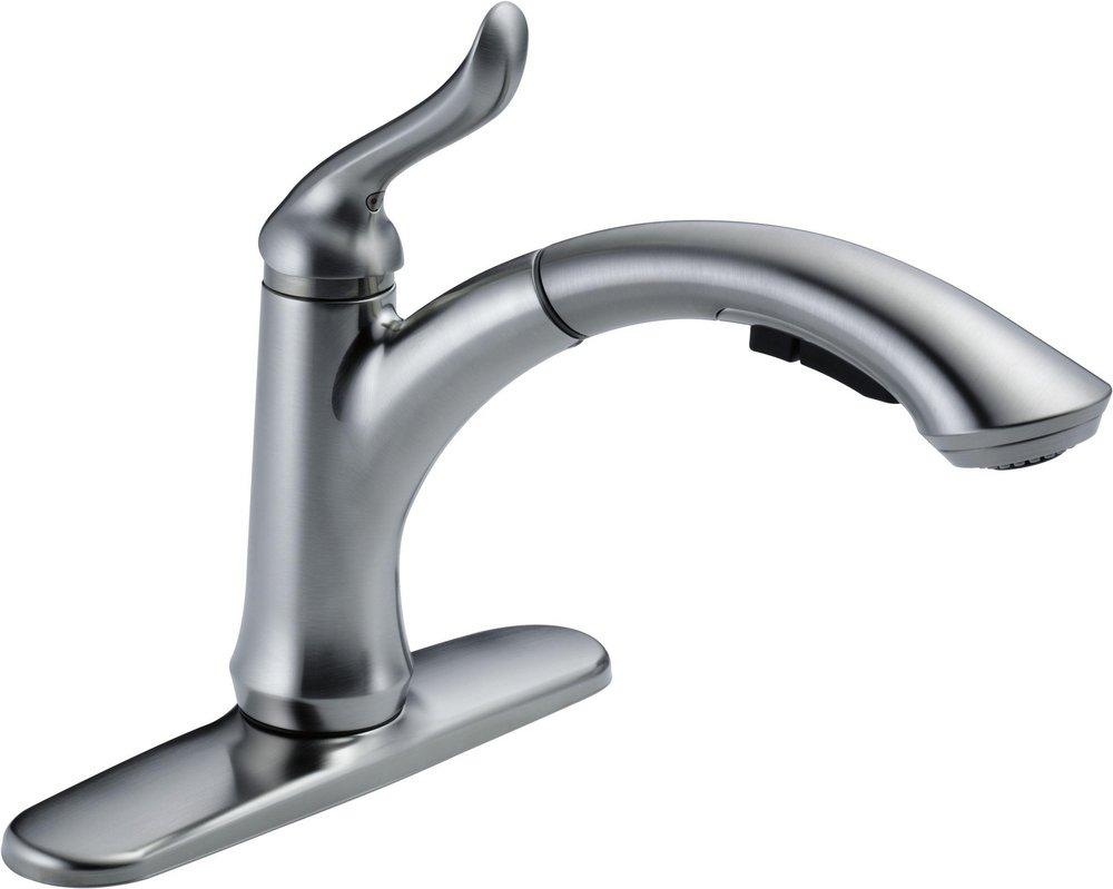 Delta Faucet Linden™ Single Handle Pull Out Kitchen Faucet in Arctic Stainless