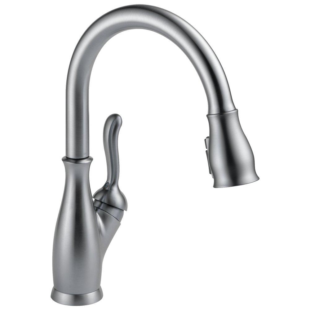 Delta Faucet Leland® Single Handle Pull Down Kitchen Faucet in Arctic Stainless