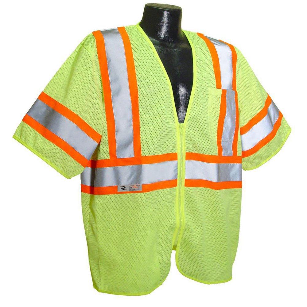 Radians Radwear™ Size L Polyester Mesh Reusable Safety Vest in Hi-Viz Green