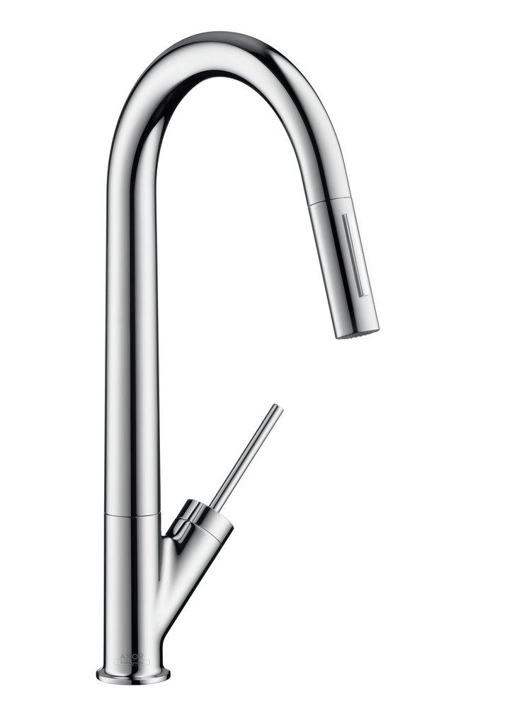AXOR Starck Single Handle Pull Down Kitchen Faucet in Polished Chrome