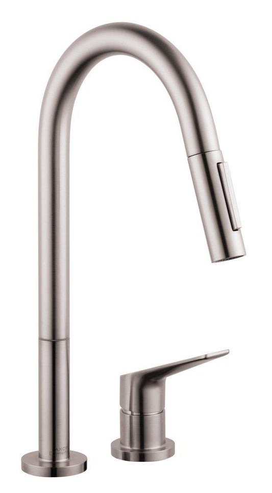 AXOR Citterio M Single Handle Pull Down Kitchen Faucet in Steel Optic