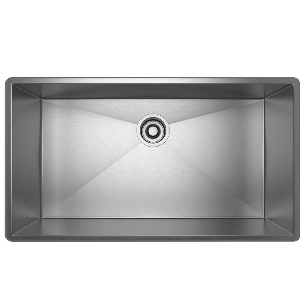 ROHL® Forze 31-1/2 in. Dual Mount Stainless Steel Single Bowl Kitchen Sink in Brushed Stainless Steel