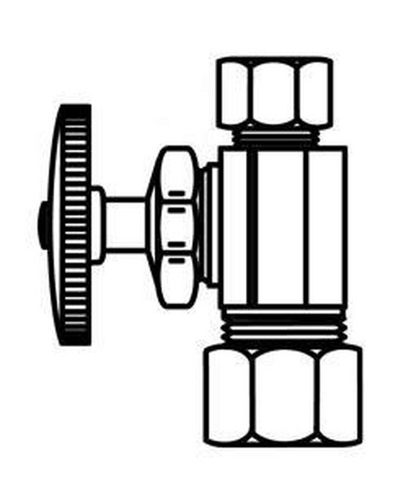 1/2 x 3/8 in. OD Compression Wheel Straight Supply Stop Valve in Chrome Plated