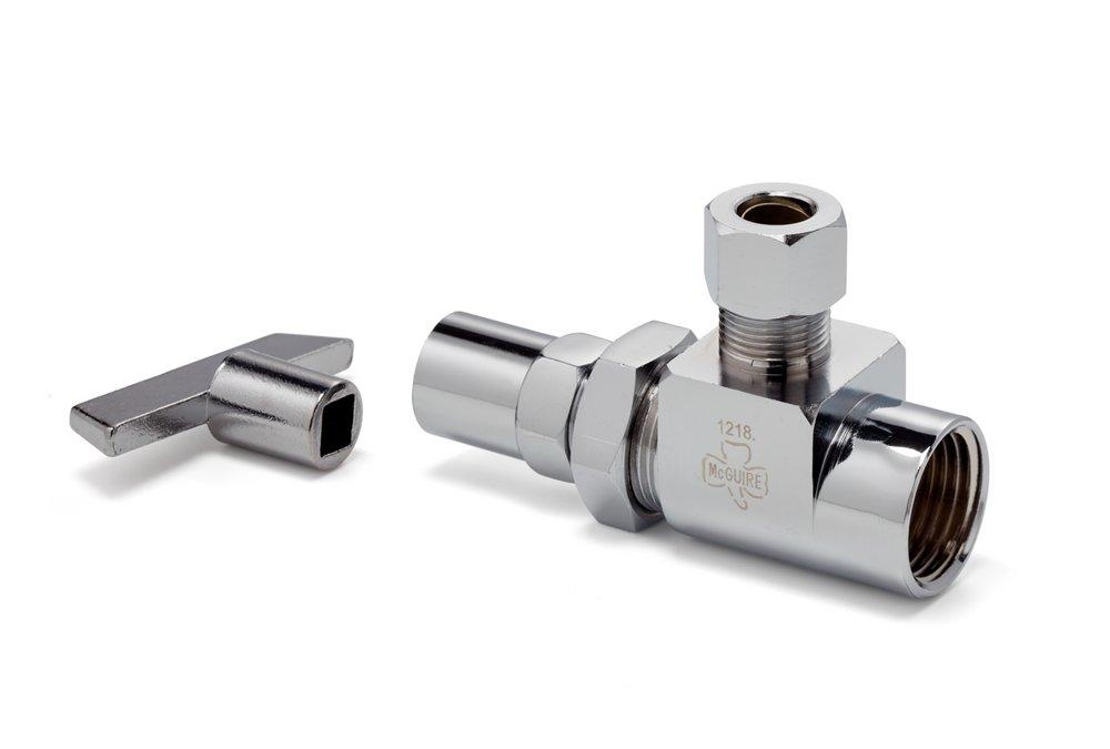 1/2 x 3/8 in. OD Tube x OD Compression Loose Key Handle Angle Supply Stop Valve in Chrome Plated