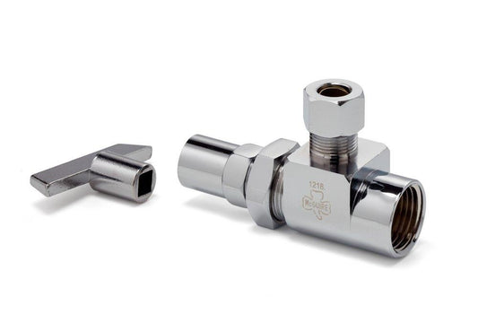 1/2 x 3/8 in. OD Tube x OD Compression Loose Key Handle Angle Supply Stop Valve in Chrome Plated