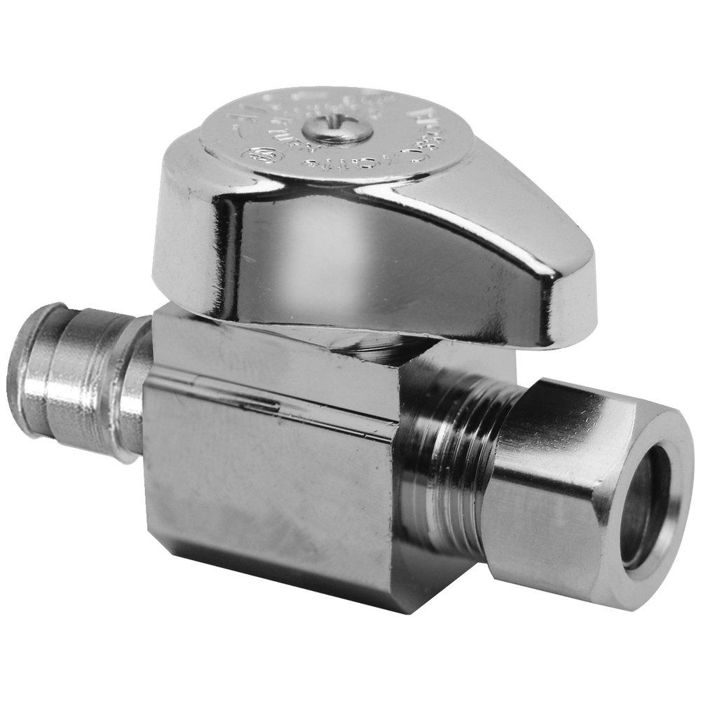 1/2 x 3/8 in. Barbed x OD Compression Straight Supply Stop Valve in Chrome Plated