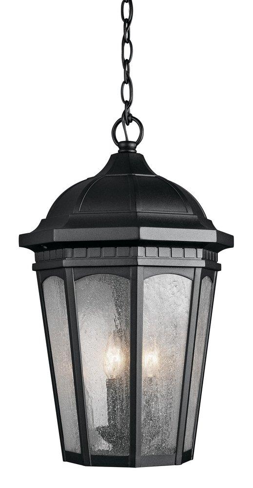 Kichler Lighting Courtyard 3-Light Outdoor Pendant in Textured Black