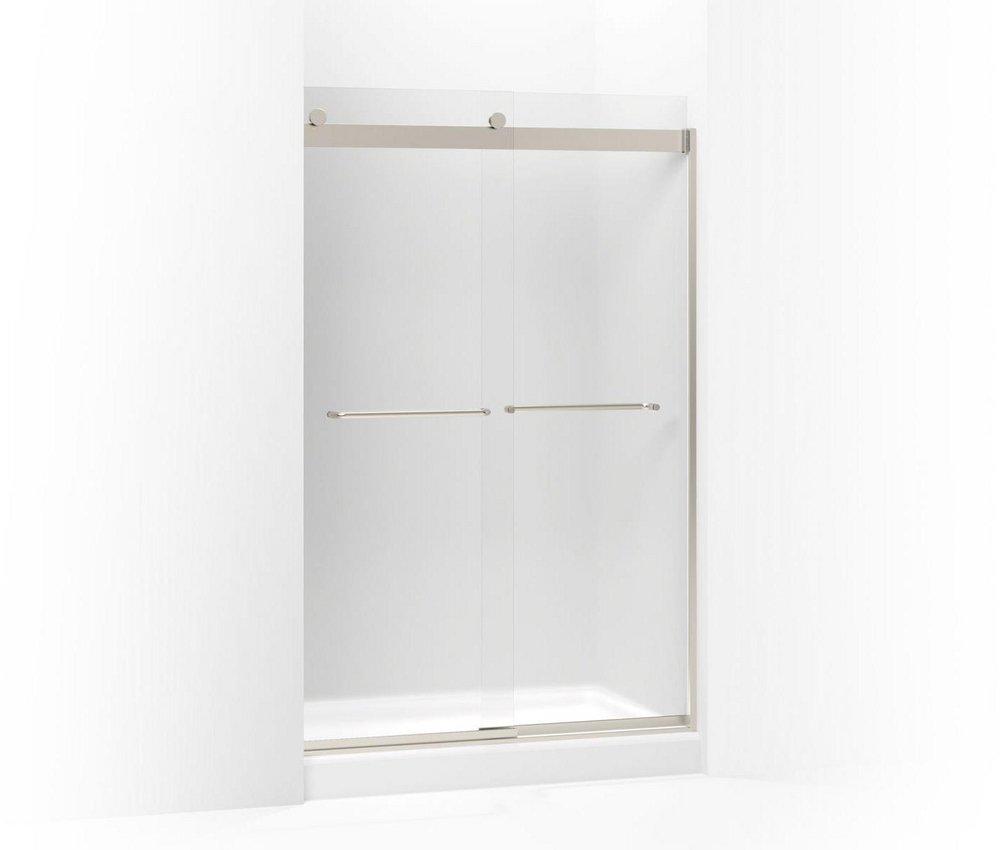 KOHLER Levity® 74 x 60-1/4 x 47-5/8 in. Frameless Sliding Shower Door with Frosted Glass in Matte Nickel