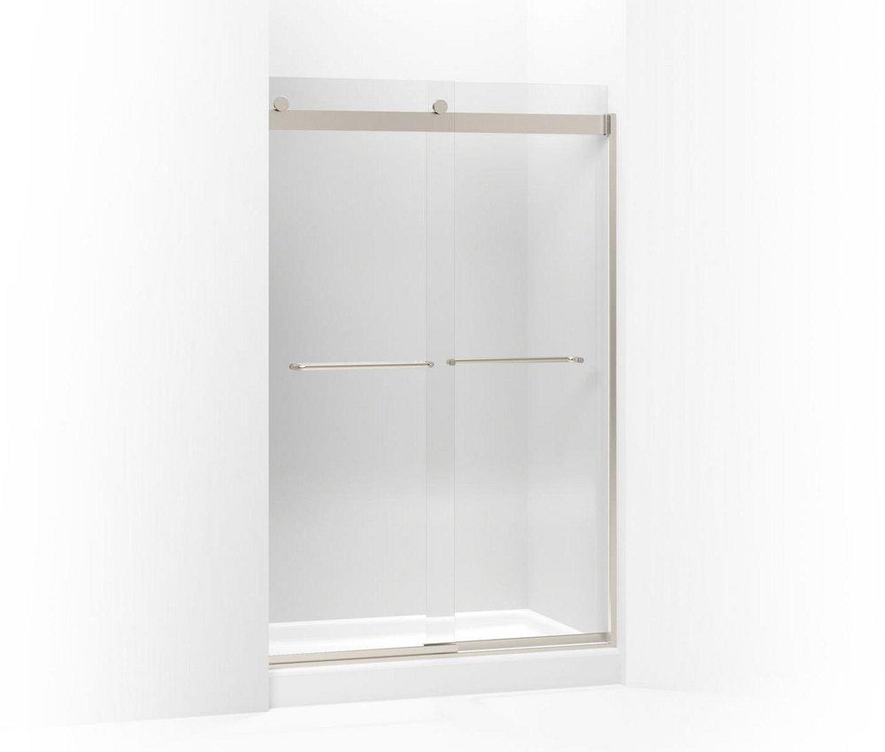 KOHLER Levity® 74 x 60-1/4 x 47-5/8 in. Frameless Sliding Shower Door with Crystal Clear Glass in Matte Nickel