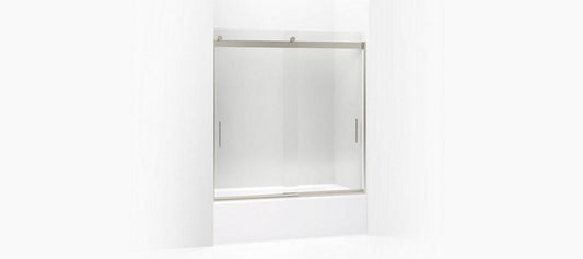 KOHLER Levity® 62 x 59-5/8 in. Frameless Sliding Bath Door with Crystal Clear Glass and Blade Handle in Matte Nickel