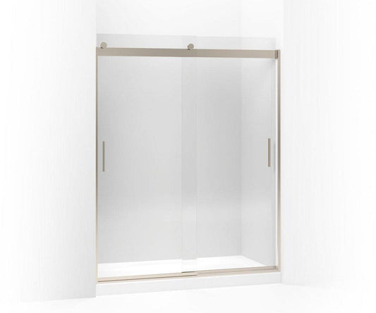 KOHLER Levity® 74 x 60-1/4 x 59-5/8 in. Frameless Sliding Shower Door with Crystal Clear Glass in Anodized Brushed Bronze