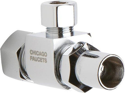1/2 x 3/8 in. OD Compression Loose Key Handle Angle Supply Stop Valve in Polished Chrome