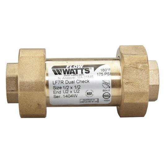 Watts Series LF7R 1/2 in Brass Union Double Check Valve