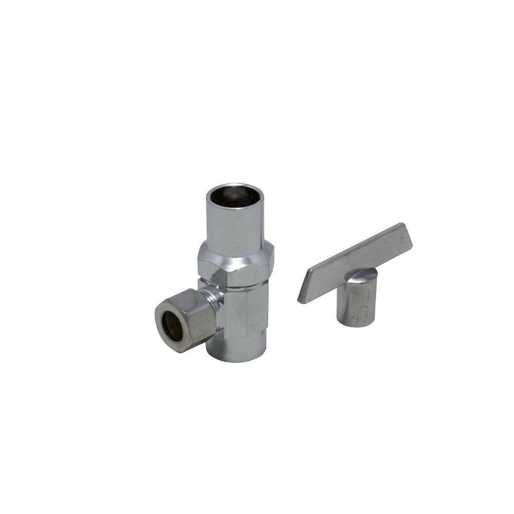1/2 x 3/8 in. Sweat x Compression Loose Key Angle Supply Stop Valve in Chrome Plated