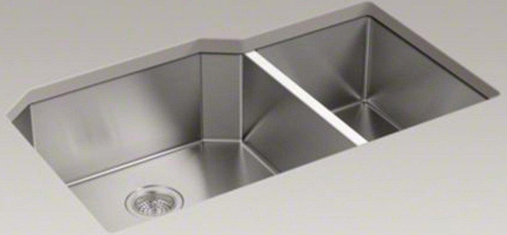 KOHLER Strive® 35-1/2 in. Undermount Stainless Steel Double Bowl Kitchen Sink