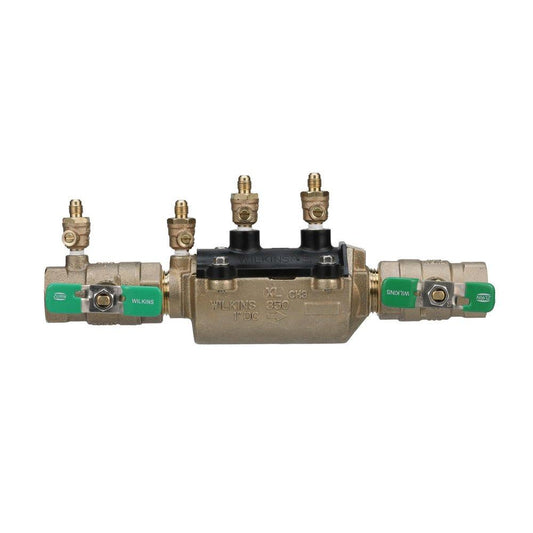 Zurn Wilkins Model 350XL 1 in Cast Bronze FPT Double Check Valve Assembly with Quarter-Turn Ball Valves