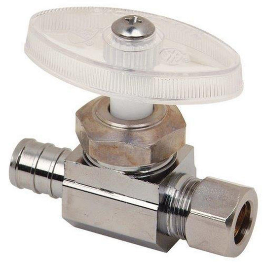 BrassCraft BRPX04 Series 1/2 x 1/4 in. F1807 x OD Compression Knurled Oval Handle Straight Supply Stop Valve in Chrome Plated