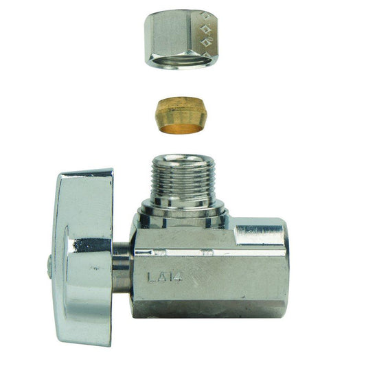 BrassCraft KTR15X Series 3/8 in. FIPT x OD Compression Ball Handle Angle Supply Stop Valve in Chrome Plated