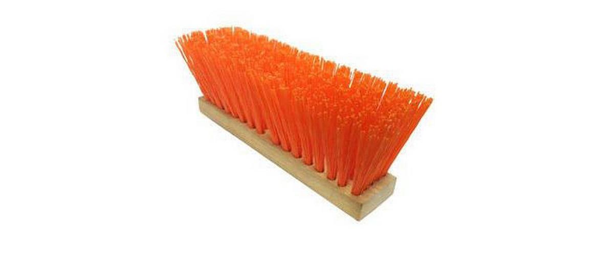 16 in. Wood and Plastic Floor Broom in Orange