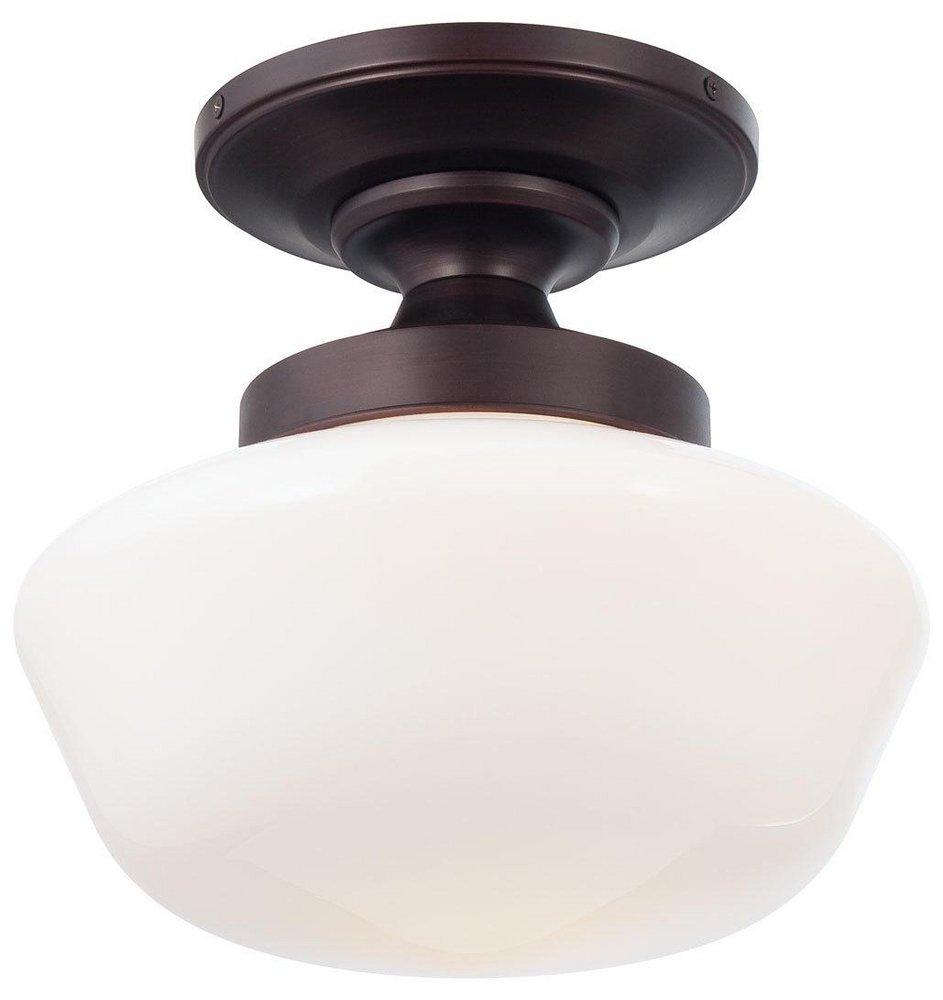 Minka Lavery Schoolhouse 150W 1-Light Medium E-26 14.25 in. Semi-Flush Mount Ceiling Fixture in Brushed Bronze