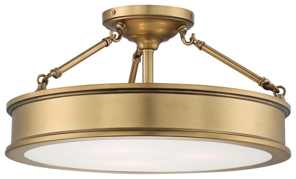 Minka Lavery Harbour Point 100W 3-Light Medium E-26 19 in. Wide Semi-Flush Mount Ceiling Fixture in Liberty Gold