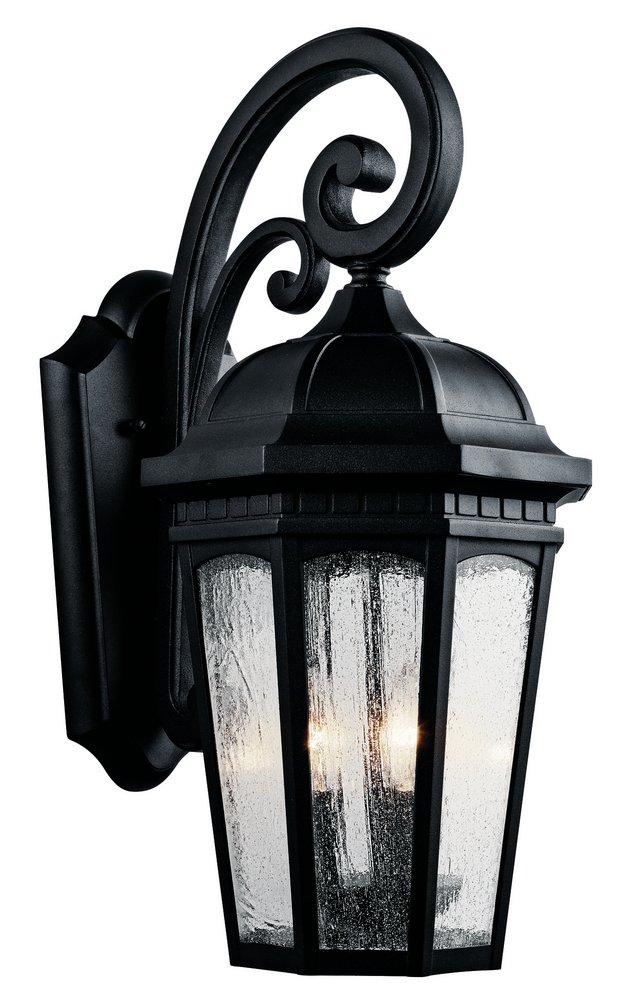 Kichler Lighting Courtyard 60W 3-Light Outdoor Wall Lantern in Textured Black