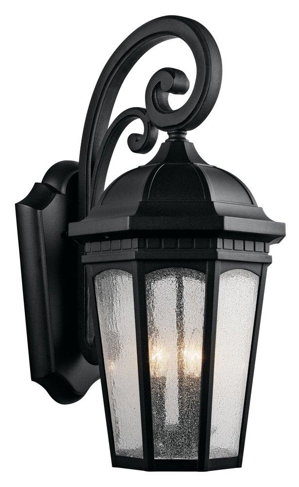 Kichler Lighting Courtyard 26-1/2 in. 60W 3-Light Outdoor Wall Sconce in Textured Black