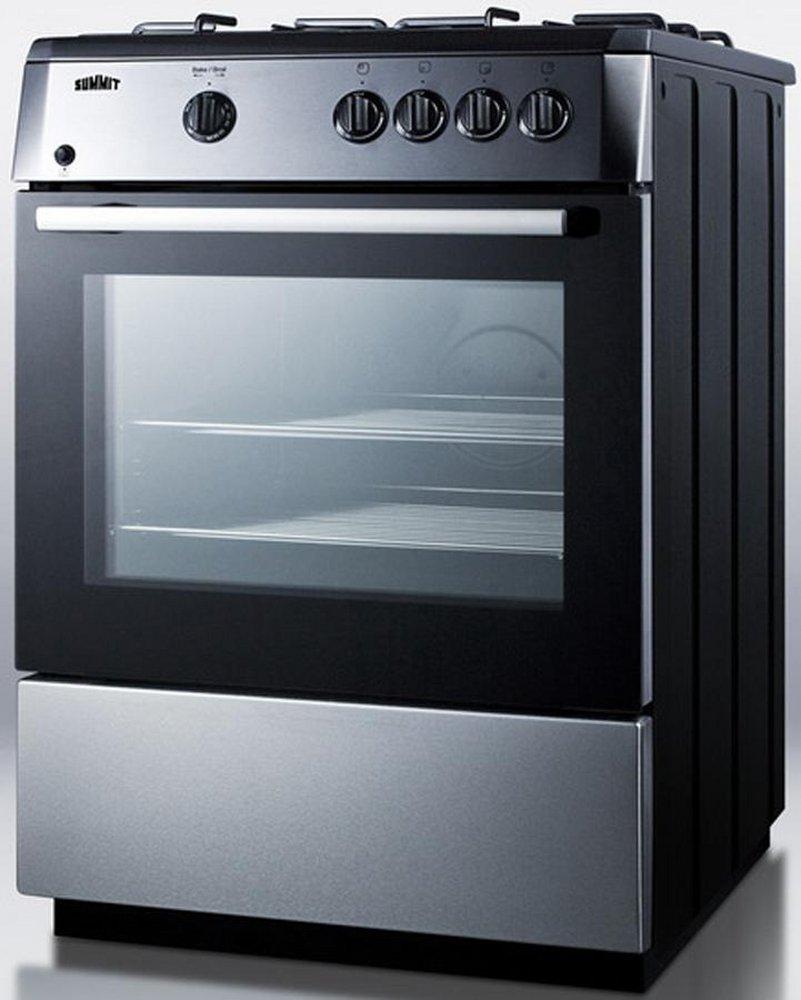 23-1/4 in. Gas 4-Burner Sealed Freestanding Range in Black Stainless Steel