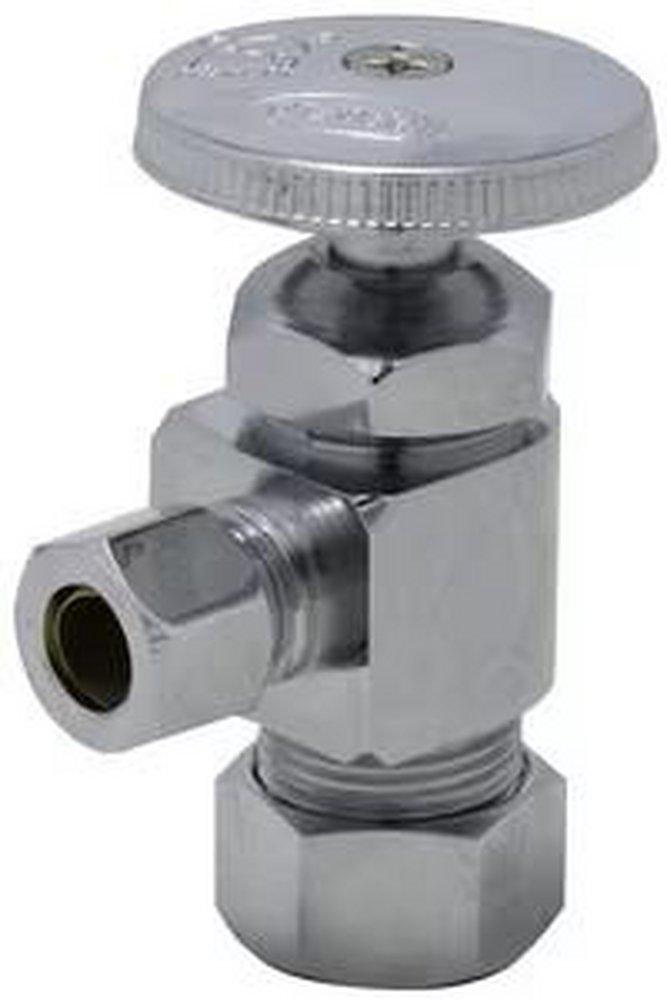 5/8 x 3/8 in. OD Compression Round Angle Supply Stop Valve in Polished Chrome