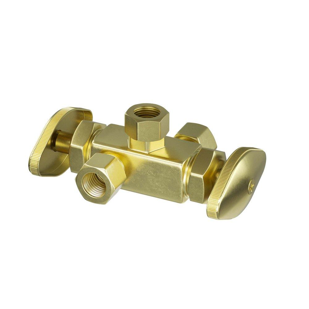 5/8 x 3/8 x 1/4 in. Compression Oval Handle Angle Supply Stop Valve in Rough Brass