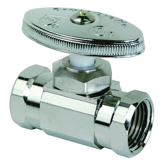 BrassCraft OR82 Series 1/2 in. FIPT Knurled Oval Handle Straight Supply Stop Valve in Chrome Plated