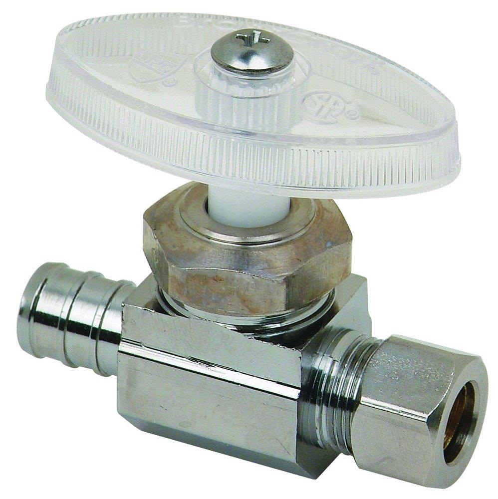 BrassCraft BRPX14 Series 1/2 x 3/8 in. PEX Barbed x OD Compression Knurled Handle Straight Supply Stop Valve in Chrome