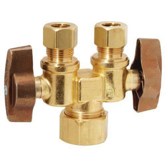 BrassCraft KTCR1901DV Series 1/2 x 3/8 in. Compact Dual Shut-Off Valve