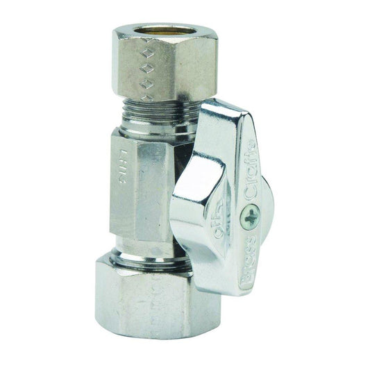 BrassCraft KT™ Series 1/2 in Oval Handle Straight Supply Stop Valve in Polished Chrome