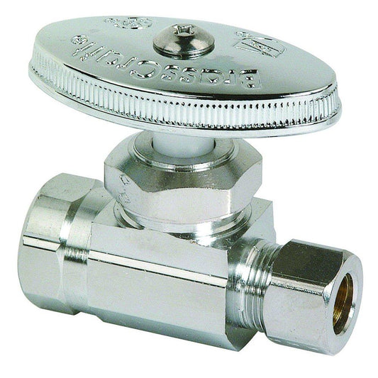 BrassCraft OR10 Series 3/8 in. FIPT x OD Compression Knurled Oval Handle Straight Supply Stop Valve in Chrome Plated