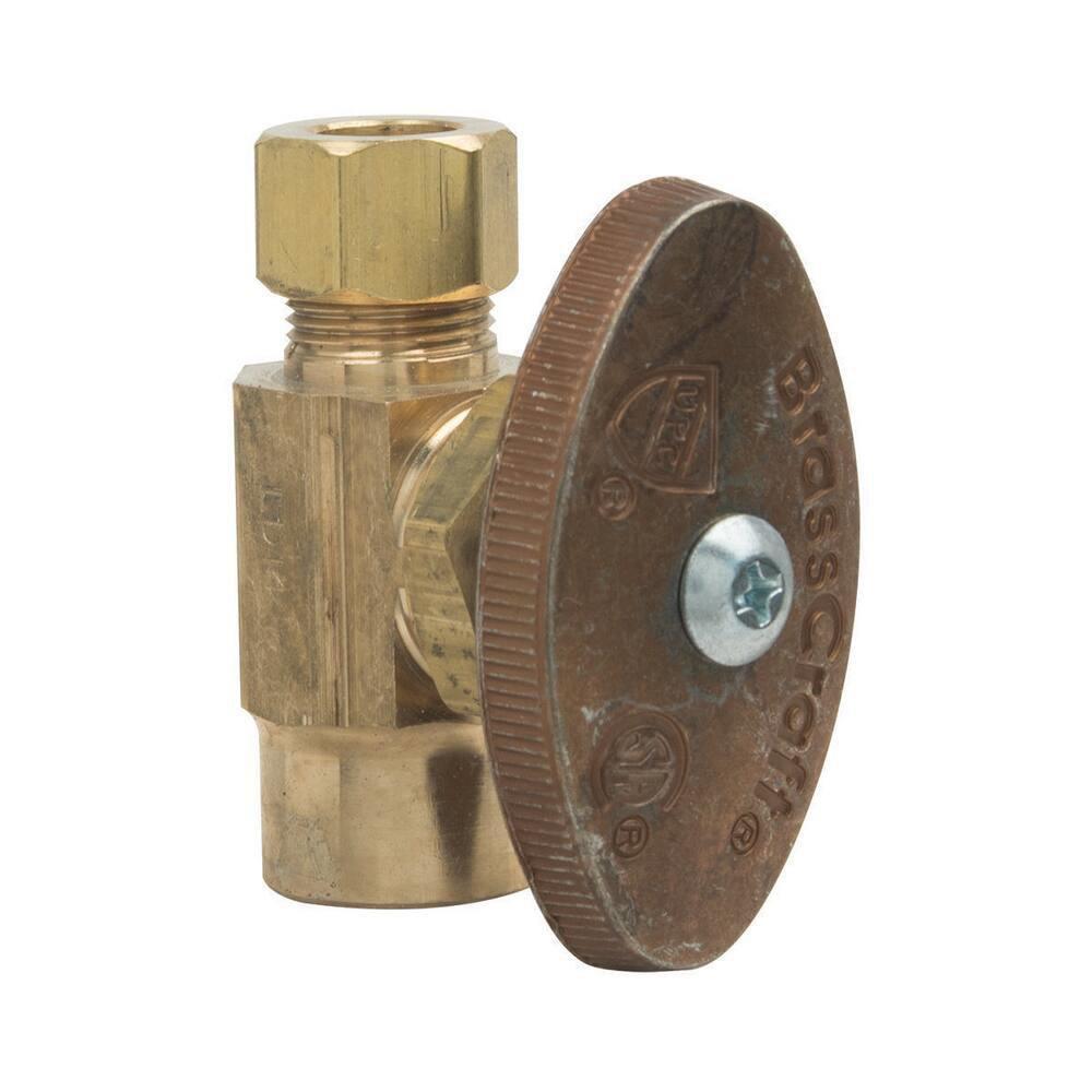 BrassCraft R14 Series 1/2 x 3/8 in. Nom Sweat x OD Compression Knurled Handle Straight Supply Stop Valve in Rough Brass