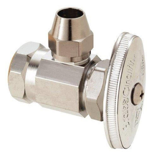 BrassCraft OFR17 Series 1/2 x 3/8 in. FIPT x Flare Knurled Oval Handle Angle Supply Stop Valve in Chrome Plated