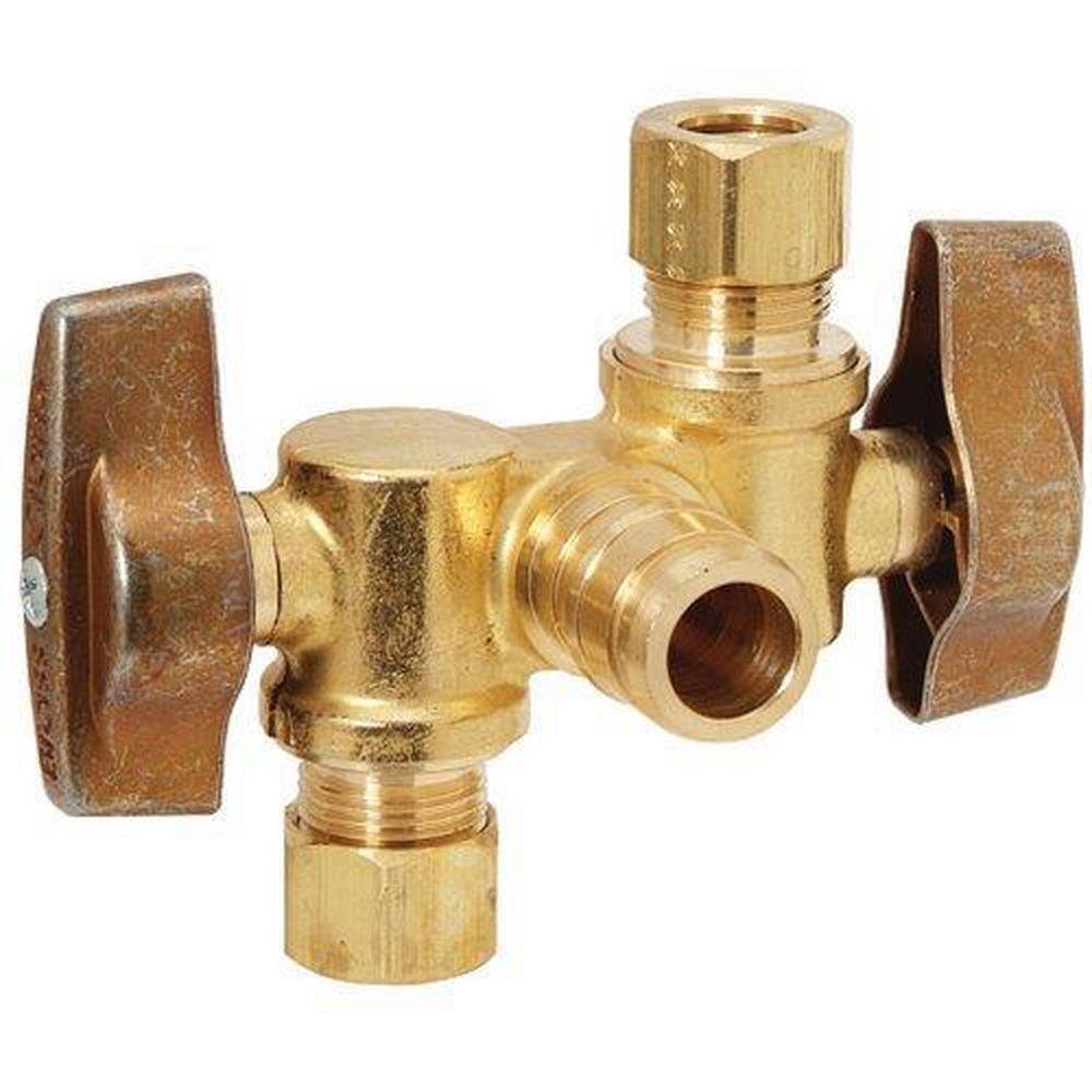 1/2 x 3/8 in. Brass Nom Crimp Barbed x OD Compression Shut Off Valve
