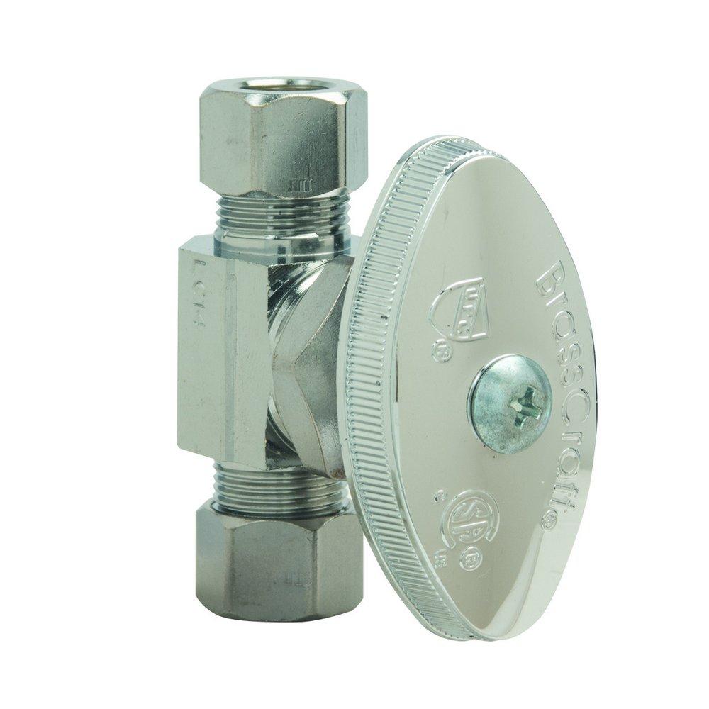 BrassCraft OCR11 Series 3/8 in. Compression x OD Compression Knurled Oval Handle Straight Supply Stop Valve in Chrome Plated