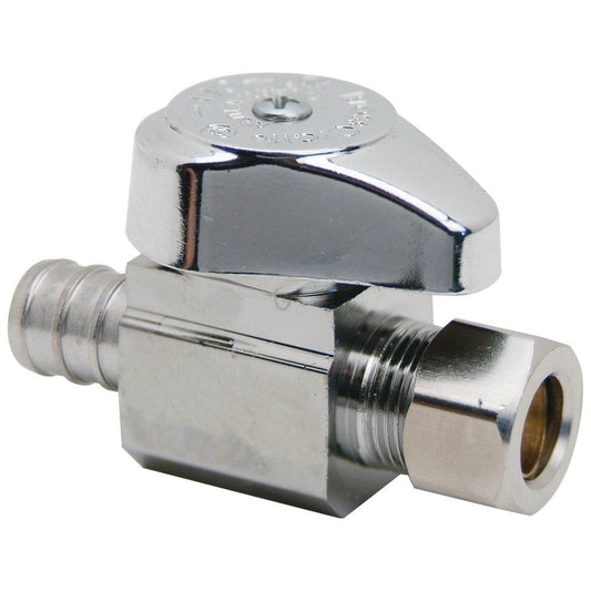 BrassCraft G2™ Series 1/2 x 3/8 in. Barbed x OD Compression Straight Supply Stop Valve in Chrome Plated
