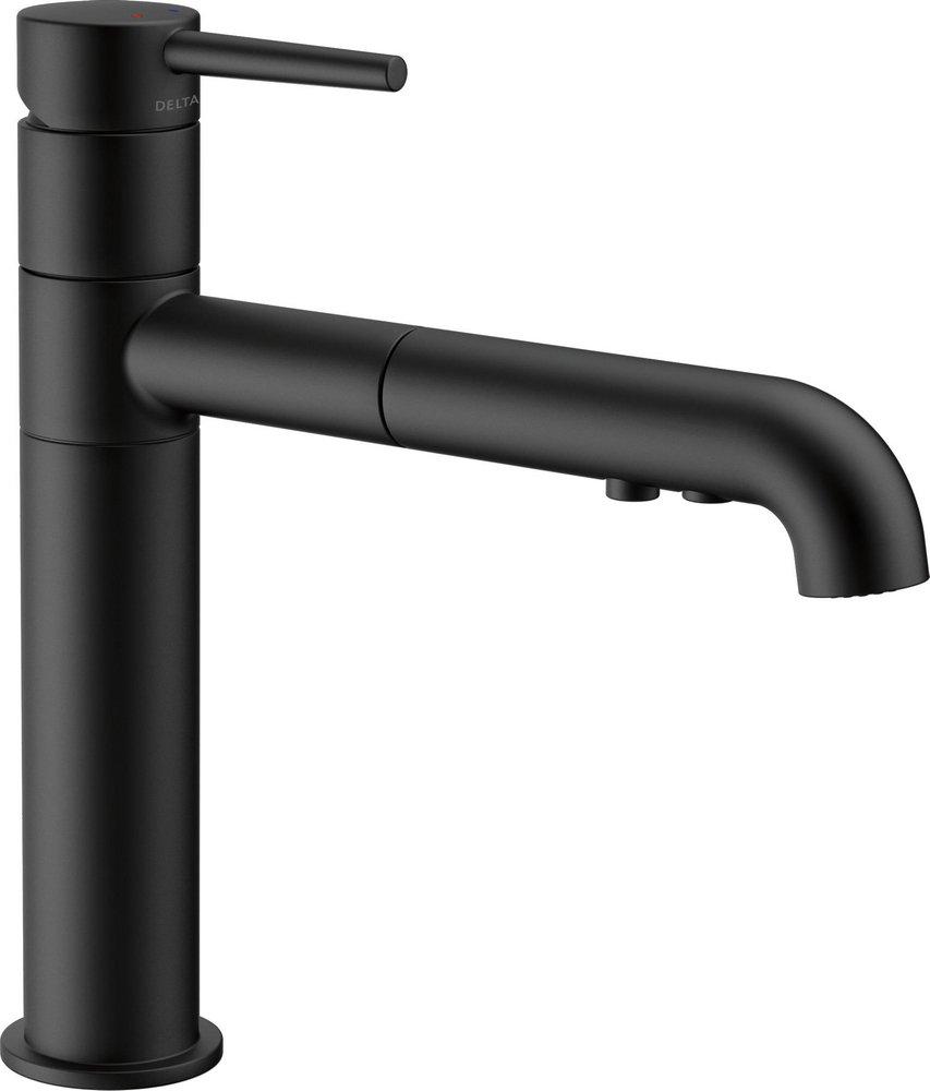 Delta Faucet Trinsic® Single Handle Pull Out Kitchen Faucet in Matte Black
