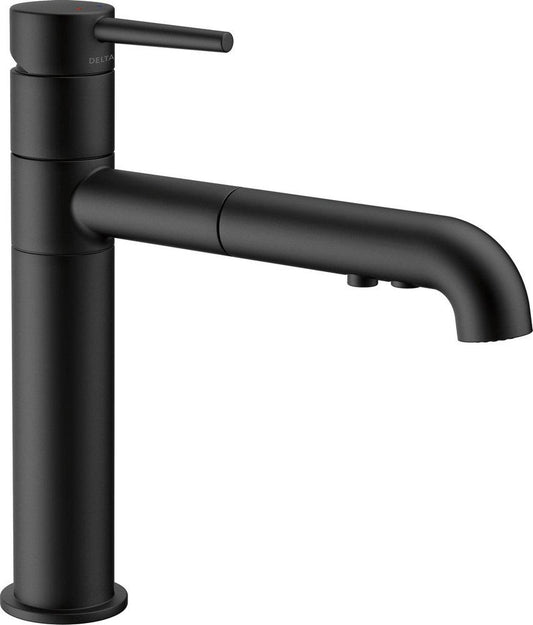 Delta Faucet Trinsic® Single Handle Pull Out Kitchen Faucet in Matte Black