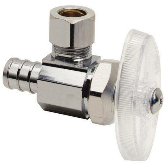 BrassCraft BRPX1B Series 3/8 in. F1807 x OD Compression Knurled Oval Handle Angle Supply Stop Valve in Chrome Plated
