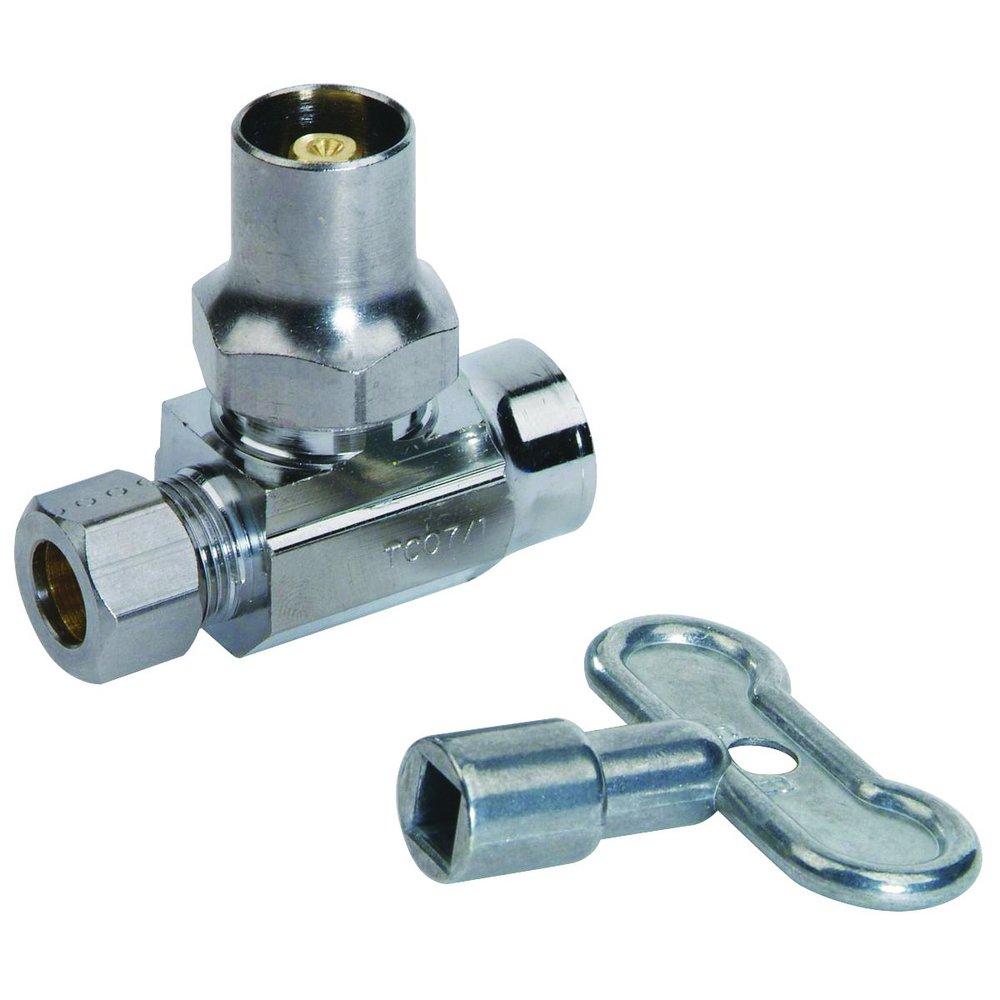 BrassCraft SR14 Series 1/2 x 3/8 in. Sweat x OD Compression Loose Key Handle Straight Supply Stop Valve in Chrome Plated