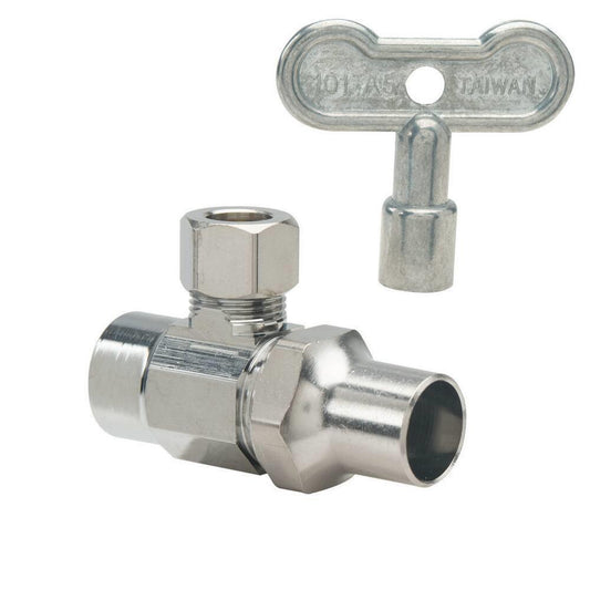 BrassCraft SR19 Series 1/2 in x 3/8 in Oval Handle Angle Supply Stop Valve in Polished Chrome