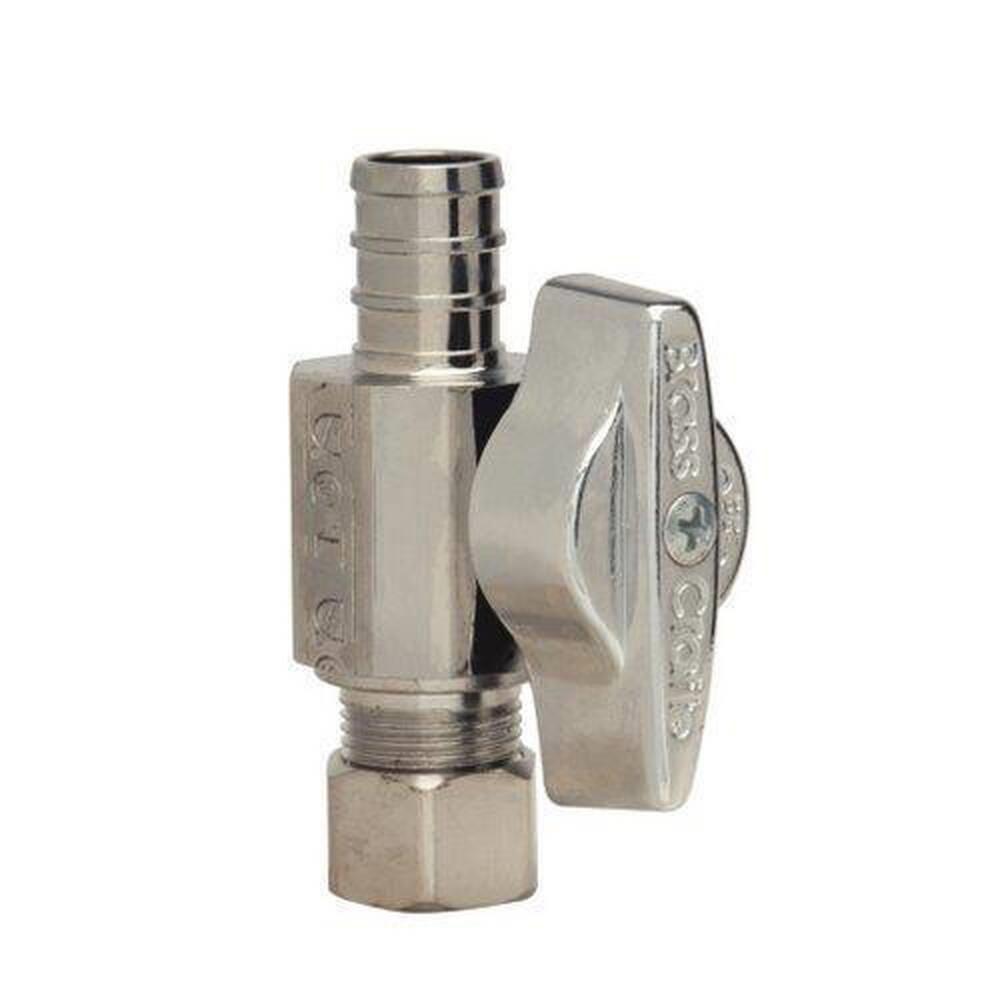 BrassCraft KTBRPX14 Series 1/2 x 3/8 in. F1807 x OD Compression Ball Handle Straight Supply Stop Valve in Chrome Plated