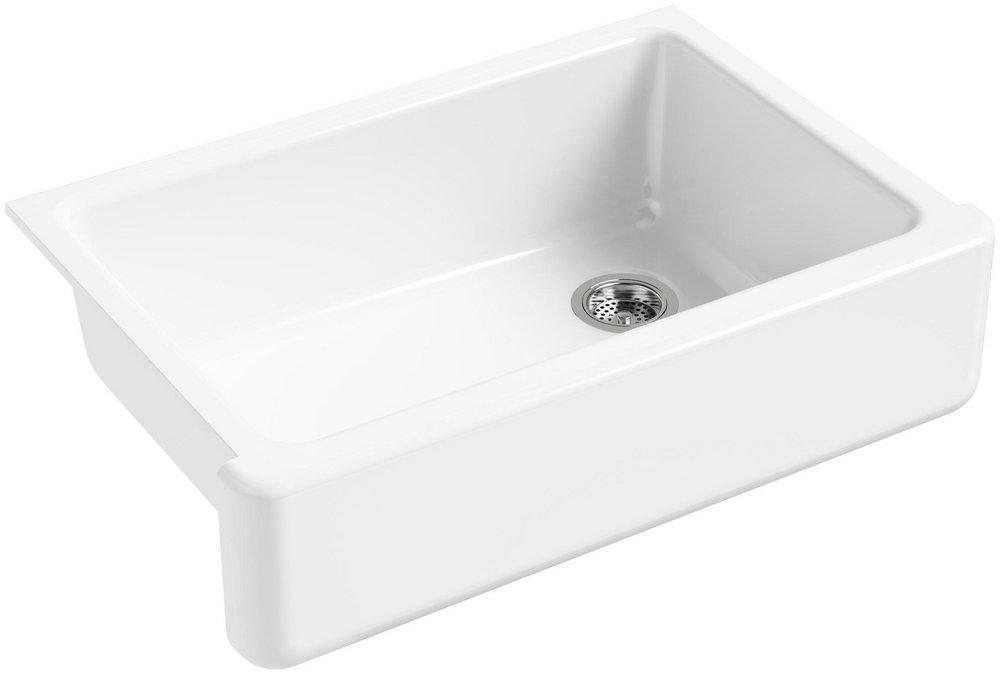 KOHLER Whitehaven® 32-11/16 in. Undermount Farmhouse Cast Iron Single Bowl Kitchen Sink in White