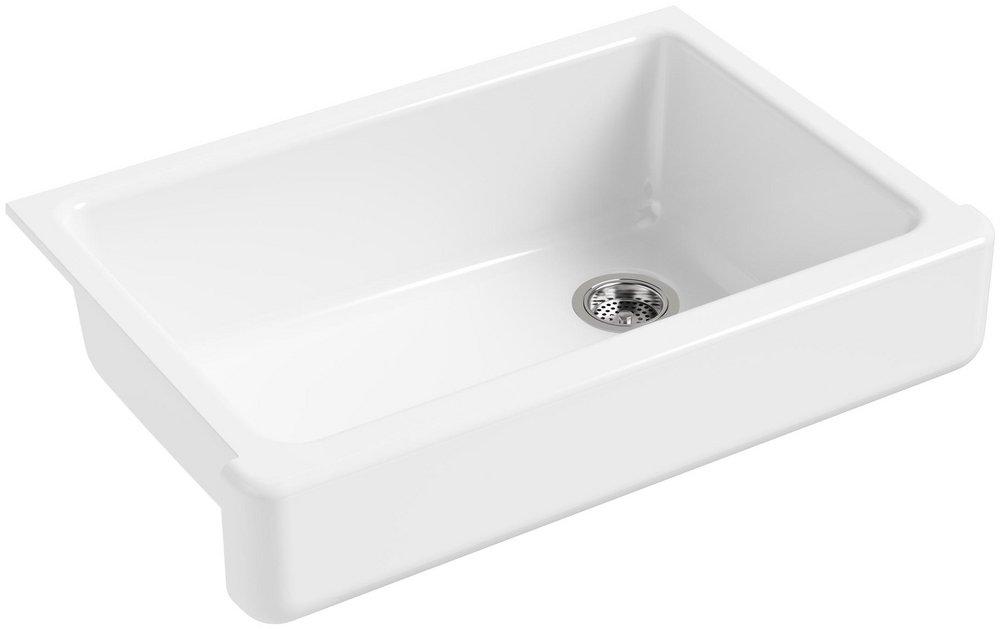 KOHLER Whitehaven® 32-1/2 in. Undermount Farmhouse Cast Iron Single Bowl Kitchen Sink in White